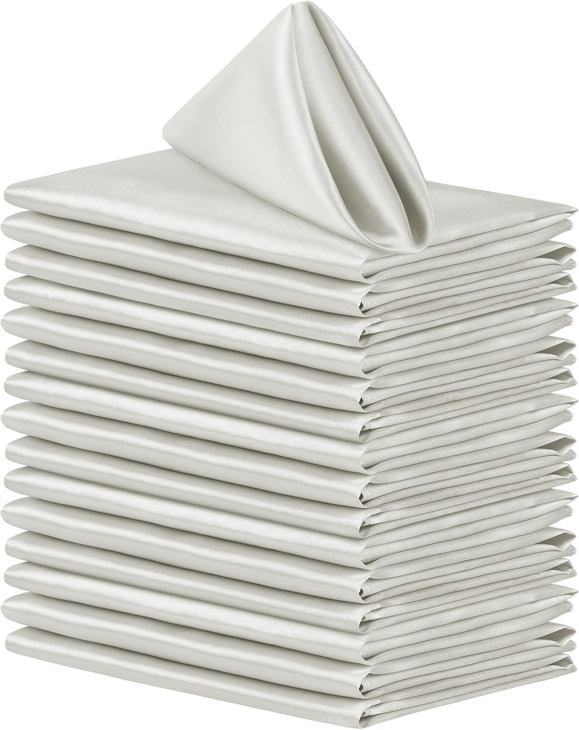Aneco 16 Pack Square Satin Napkin Bright Silk Table Napkin Soft Smooth Fabric Table Napkin for Wedding Banquet Party Decoration, Grey, 20 x 20 Inch