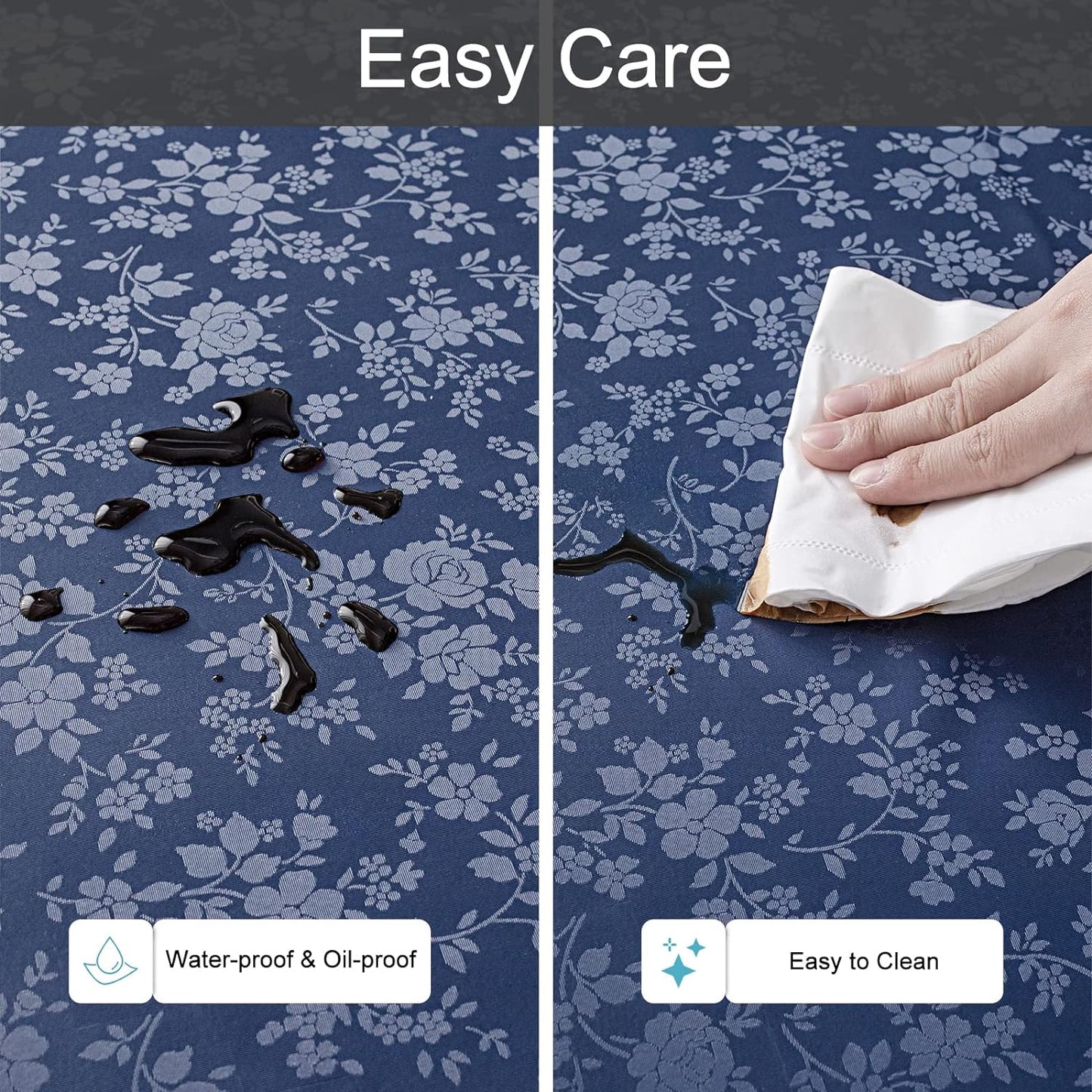 Smiry Round Table Cloth, Waterproof Heavy Duty Vinyl Tablecloths, Wipeable Washable Table Cover for Kitchen and Dining Room (Navy Blue, 60" Round)