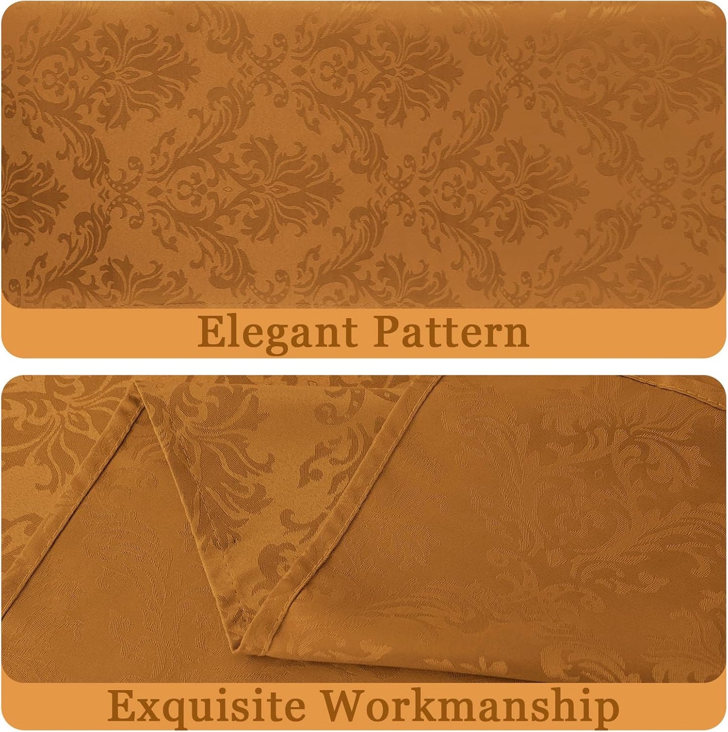 Rectangle Table Cloth - 60 x 84 Inch Brown Jacquard Tablecloths Damask Design Spillproof Wrinkle Resistant Shrinkproof Soft Tablecloth Polyester Oblong Table Cover for Kitchen Dinning Party Tabletop