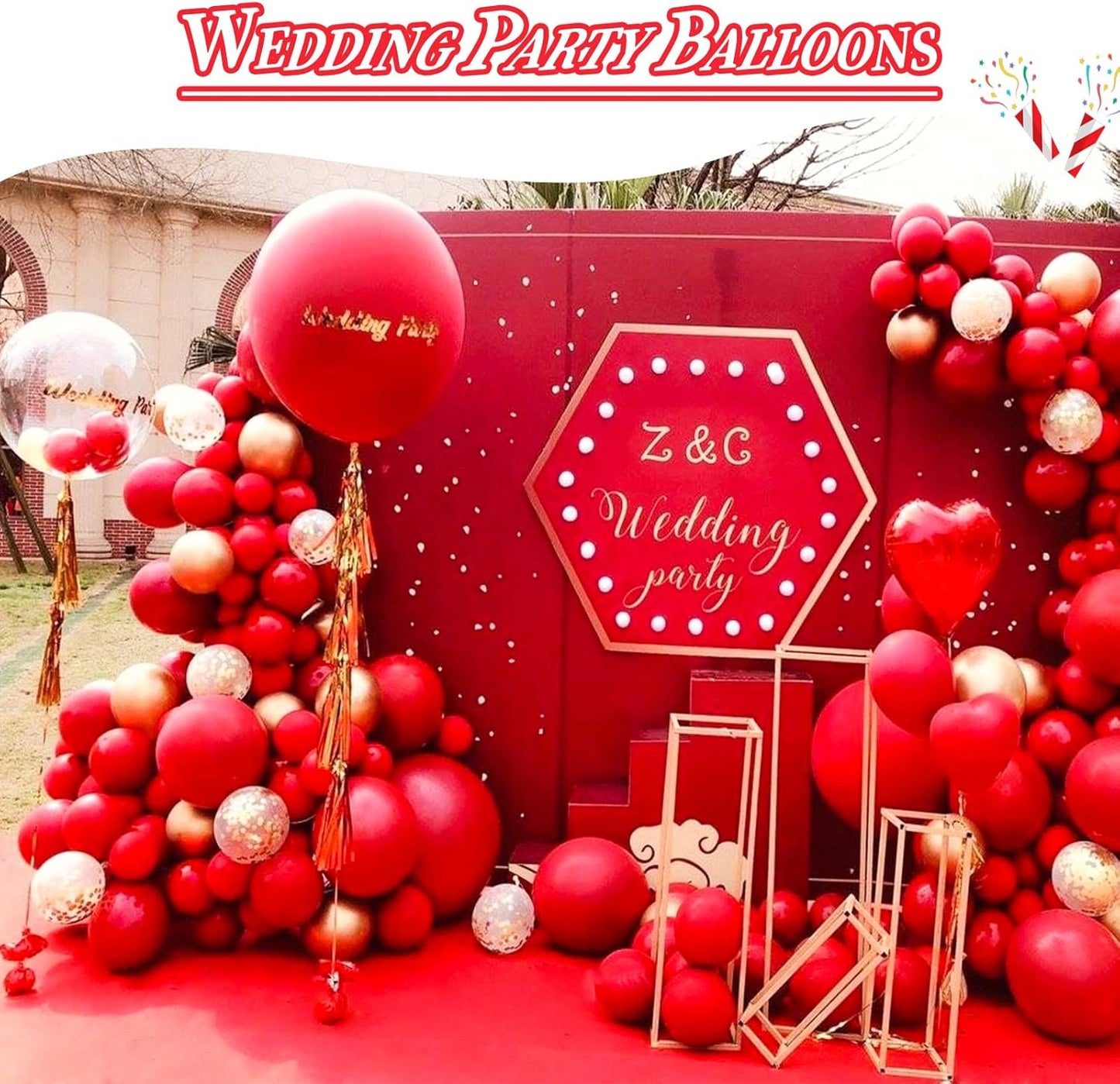 KAWKALSH Red Balloon Arch Kit 111Pcs 18 12 5 Inch Latex Party Balloons Garland for Birthday Baby Shower Wedding Engagement Anniversary Christmas Party Decorations