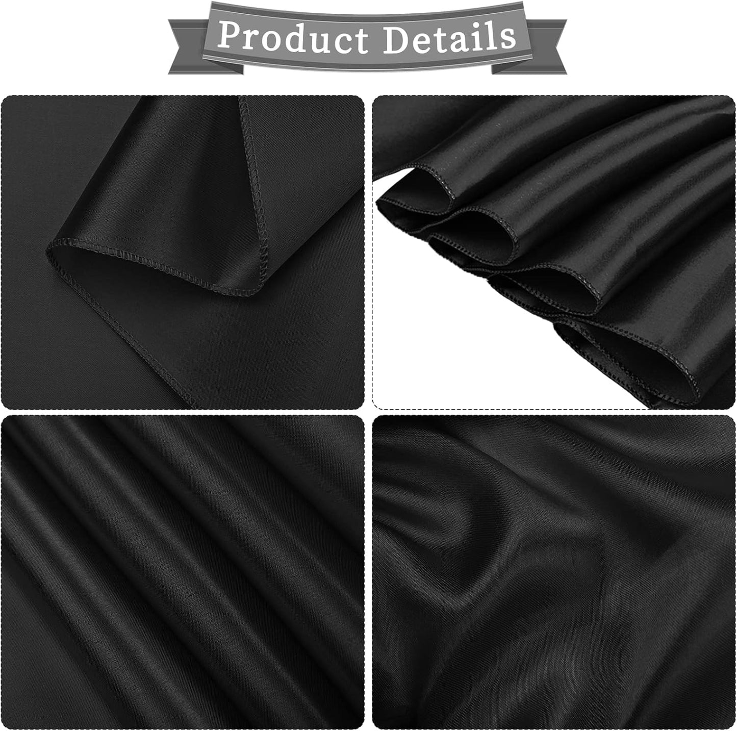 fani 120 PCS Black Satin Chair Sashes Bows Universal Chair Cover for Wedding Reception Restaurant Event Decoration Banquet,Party,Hotel Event Decorations (7 x 108 inch)
