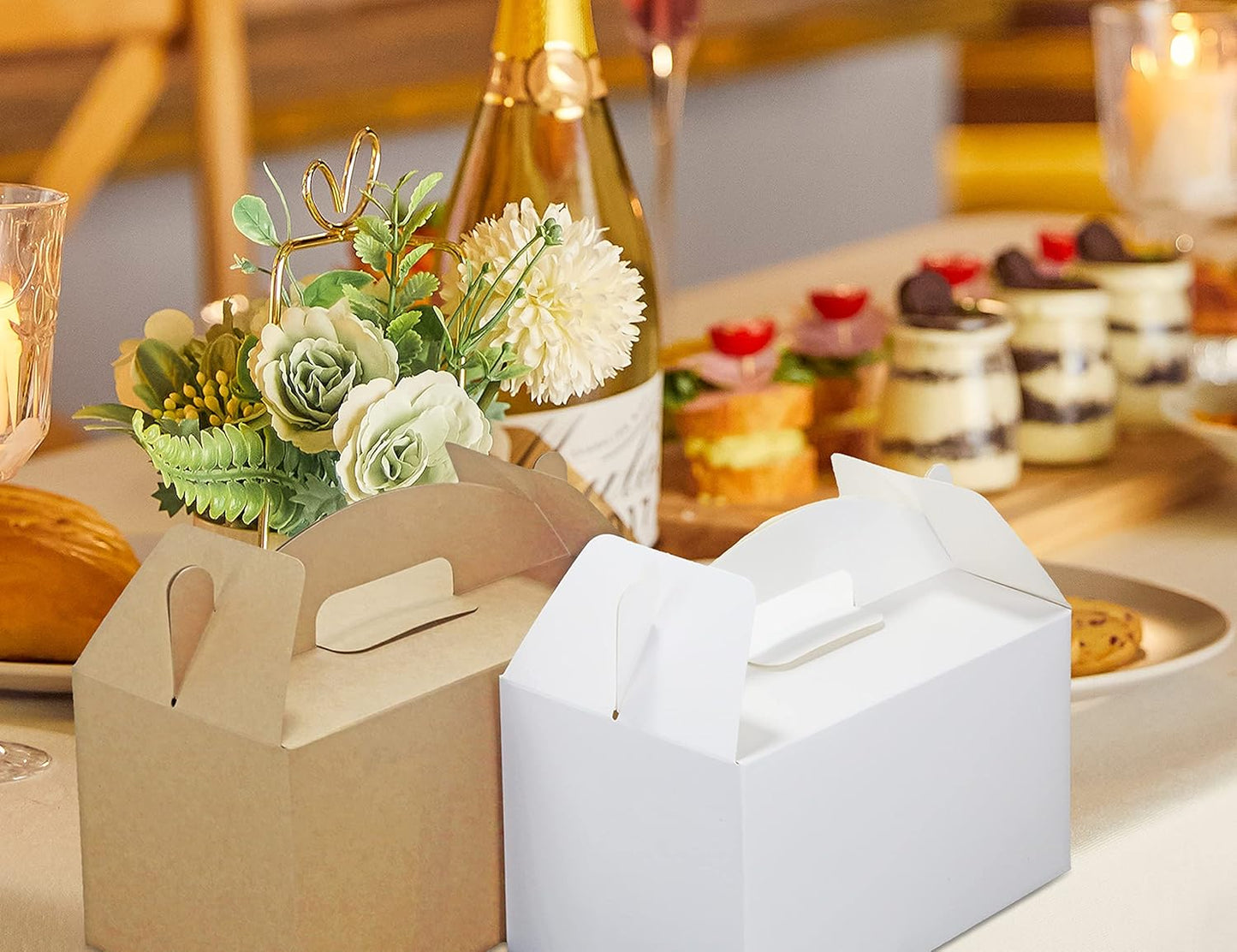 HUAPRINT Brown Treat Boxes Large Bulk,Gable Boxes 30 Pack 9.45x5x5Inches,Party Favor Boxes Goodie Boxes for Birthday Party Baby Shower Wedding Christmas