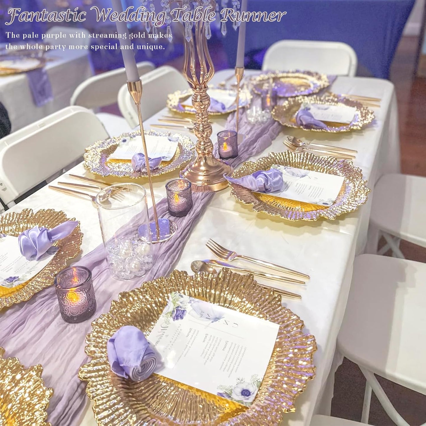 Lilac Purple Cheese Cloth Table Runner Boho Romantic 10ft Gauze Cheesecloth Table Runner for Baby Shower Decoration Wedding Bridal Shower Fall Thanksgiving Table Decor