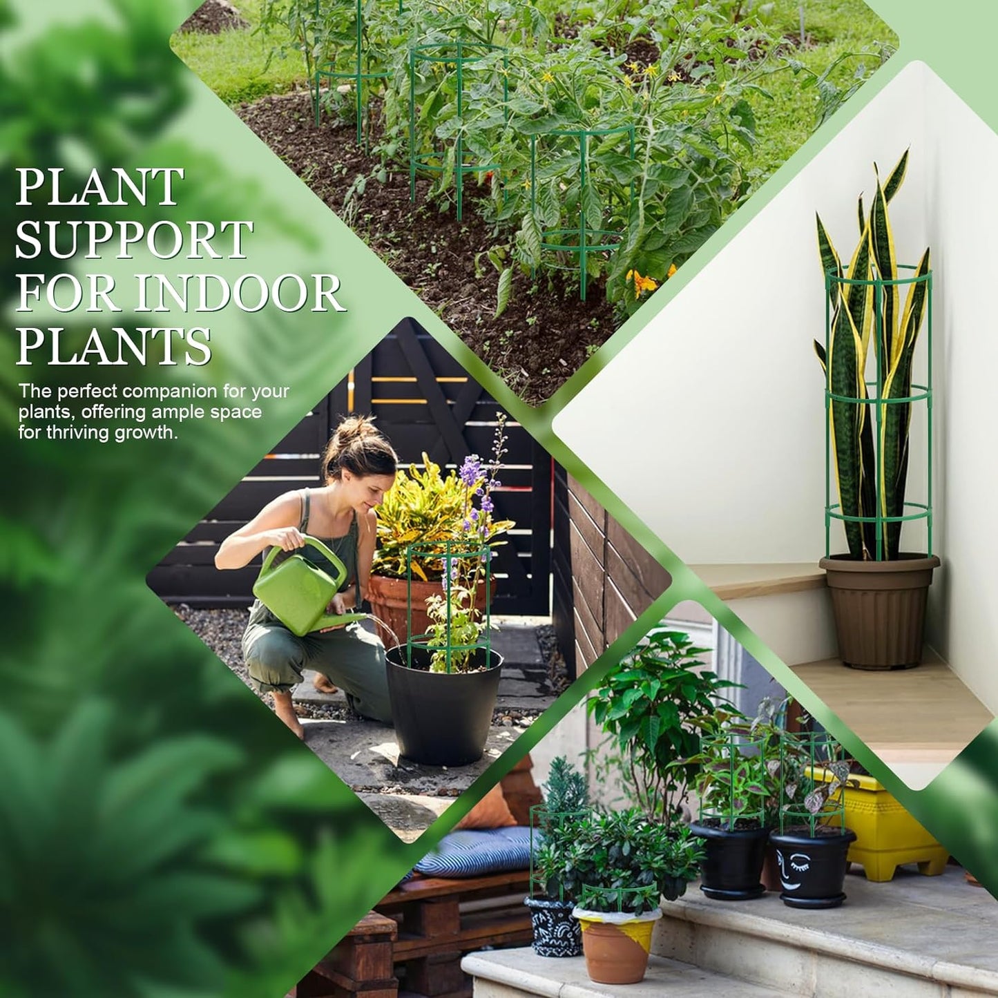 24Pcs Plant Support Stakes, Half Round Plant Stakes for Indoor Plants, Stackable Garden Flower Support, Plant Cages for Tomato,Monstera, Peony, Hydrangea, Climbing Plants