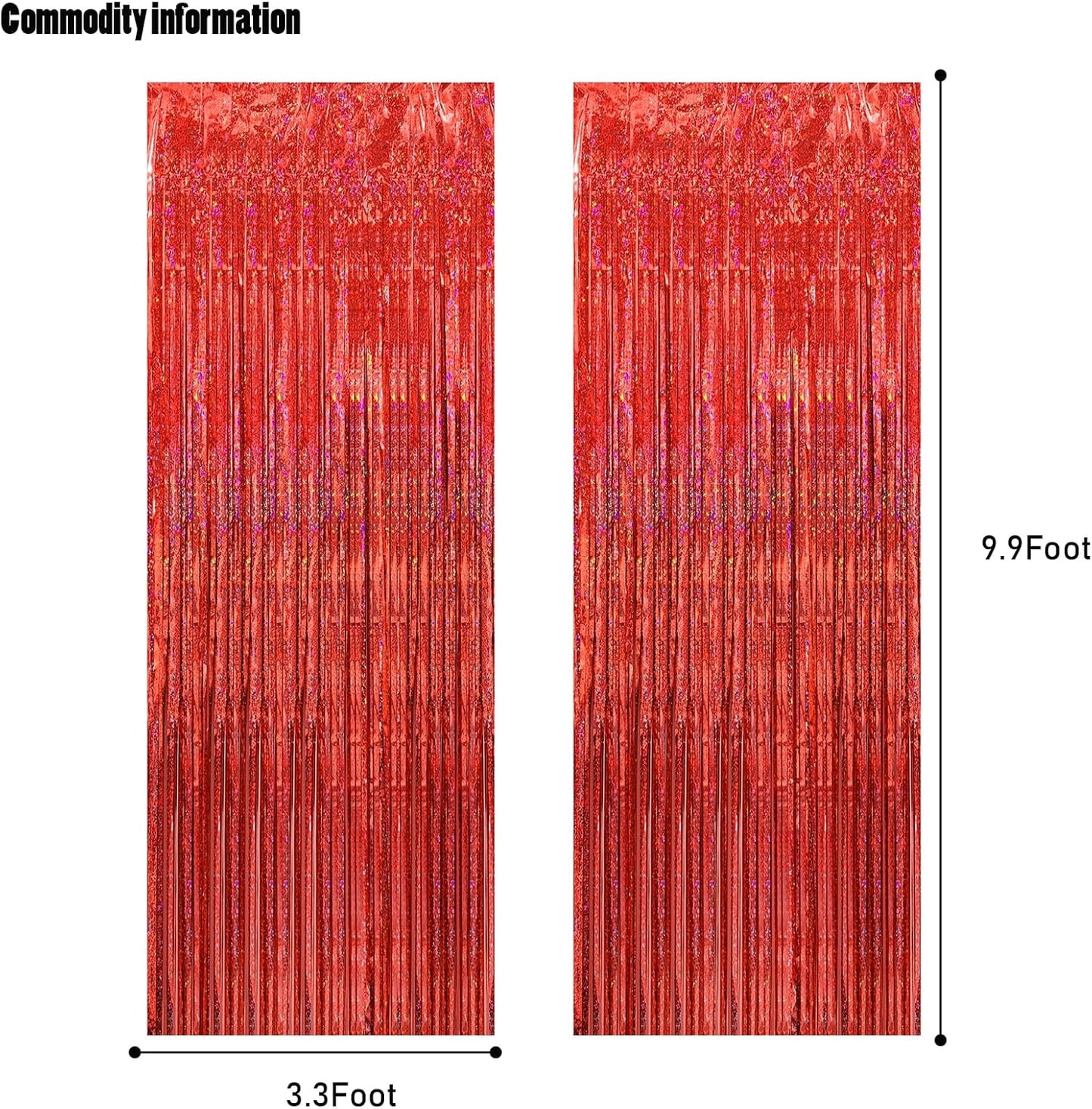 CANREVEL 2 Pack 3.3x8.2 Feet Laser Red Foil Fringe Backdrop Curtains, Glitter Tinsel Streamers Birthday Party Decorations, Fringe Backdrop for Stranger Theme Birthday Christmas Valentines Day Party