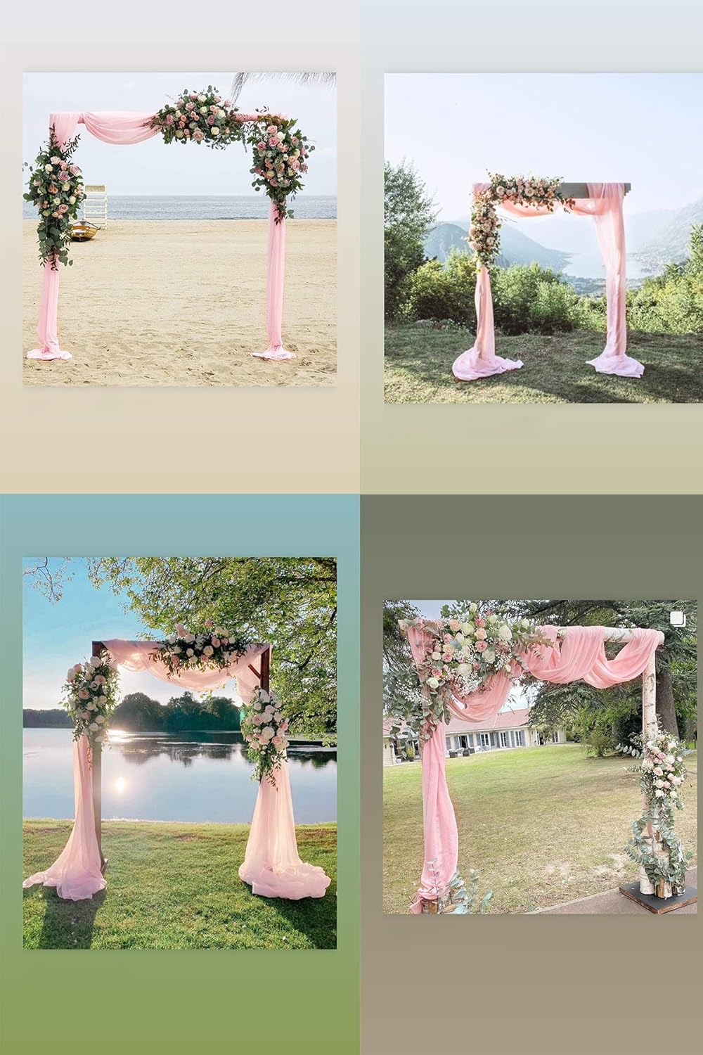 Socomi Wedding Arch Draping Fabric 3 Panels 29" x 19Ft Blush Pink Sheer Chiffon Curtain Drapes 6 Yards for Wedding Ceremony Birthday Party Decoration