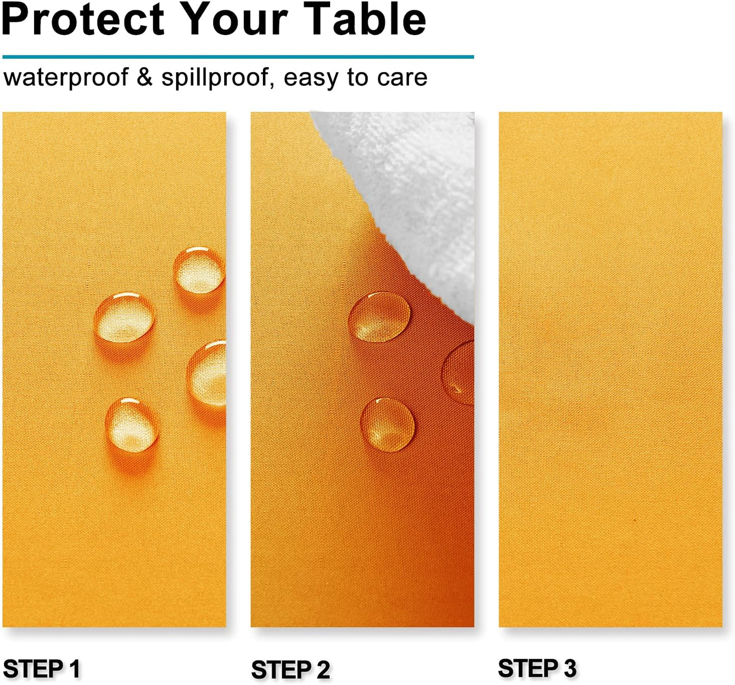 Hiasan Orange Yellow Rectangle Tablecloth - Waterproof Washable Fabric Table Cloth for Dining Party and Outdoor Use, 54 x 108 Inch