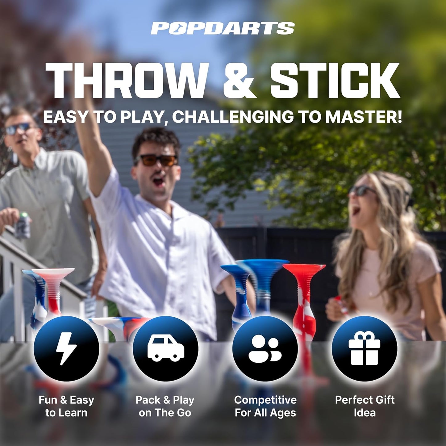Popdarts PRO Pack Game Set (Fire & Ice) - Indoor, Outdoor Suction Cup Throwing Game - Competition with a POP