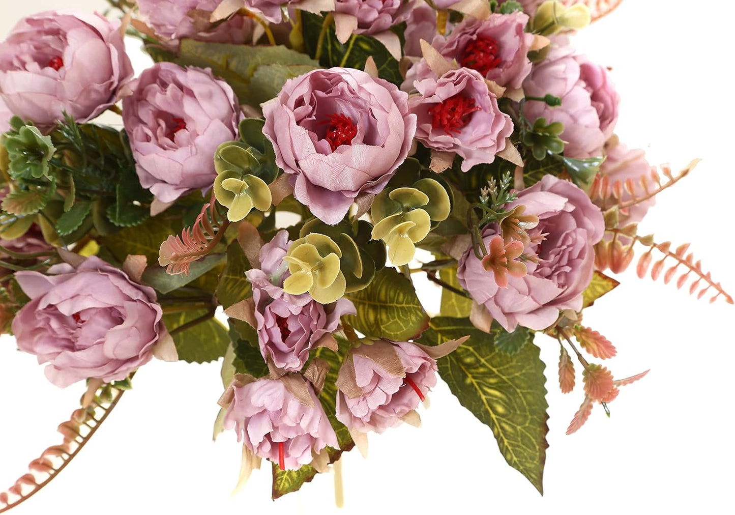 Artificial Flowers Vintage Fake Peony Flowers Silk Mini Plastic Peony Bridal Flowers for DIY Wedding Bouquets Home Decorations 2 Packs(Light Purple)