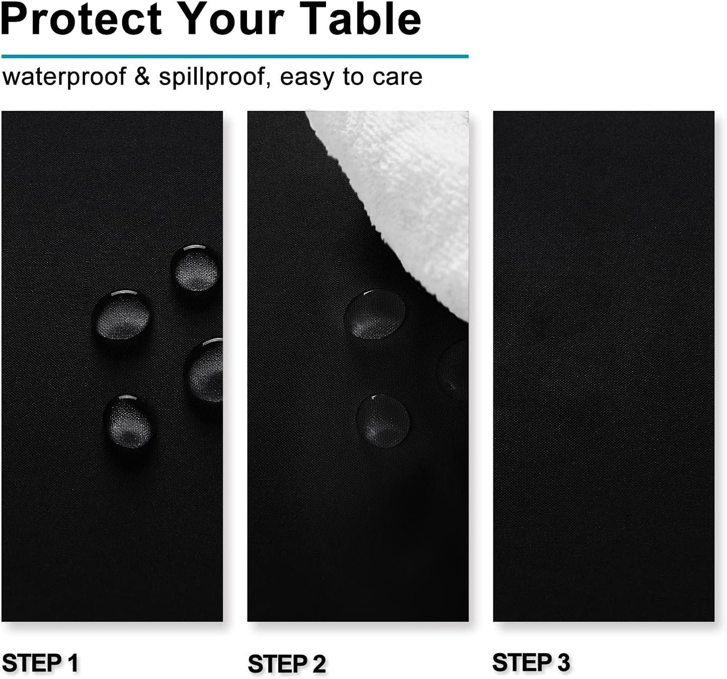 Hiasan 2 Pieces Black Tablecloth Square - Waterproof and Wrinklr Resistant Washable Polyester Fabric Table Cloth for Dining Room and Outdoor Use, 30 x 30 Inch