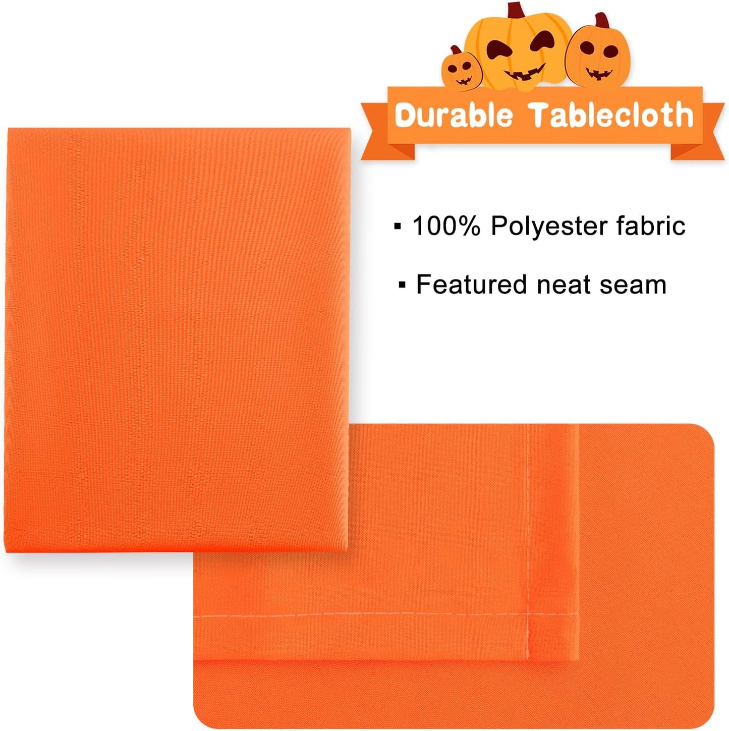 Hiasan Pumpkin Orange Square Tablecloth - Waterproof and Spillproof Restaurant Washable Polyester Table Cloth for Dining Room, 30 x 30 Inch