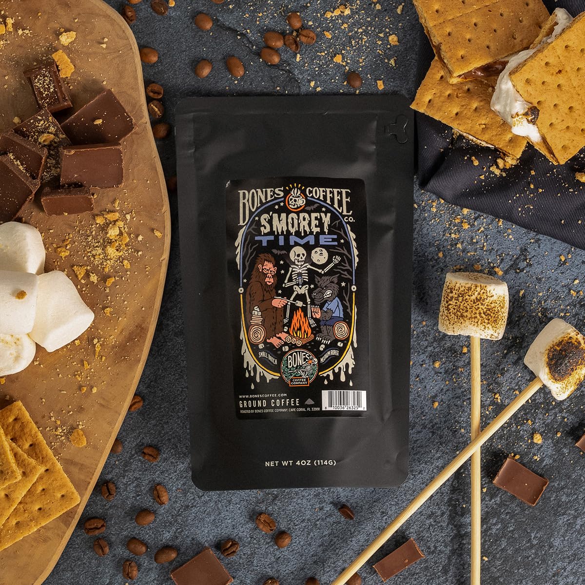 Bones Coffee Company Favorite Flavors Sample Pack Box Set with Specialty Coffee Mug, 5 Assorted Single-Origin Low Acid Medium Roast Arabica Beans Flavored Coffee Gifts, 4 oz Pack of 5 Ground
