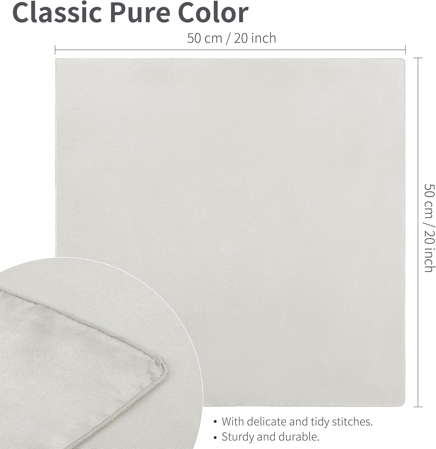 Aneco 16 Pack Square Satin Napkin Bright Silk Table Napkin Soft Smooth Fabric Table Napkin for Wedding Banquet Party Decoration, Grey, 20 x 20 Inch