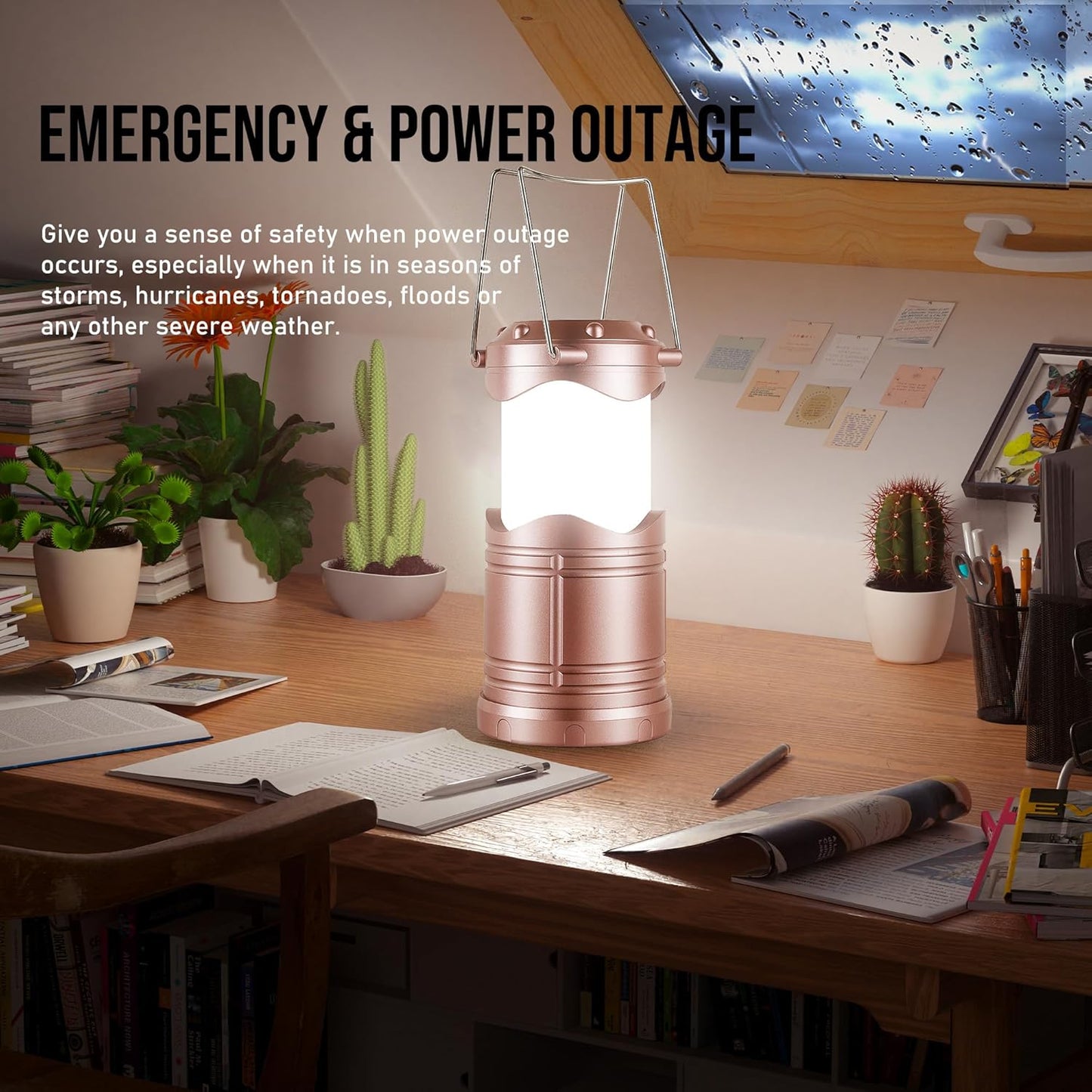 Lichamp LED Camping Lantern, 4 Pack Battery Powered Flashlight for Power Outages, Portable Collapsible Hanging Light Essential for Home, Outdoor, Emergency Lamp Survival Kit Gear for Hurricane,B4RG