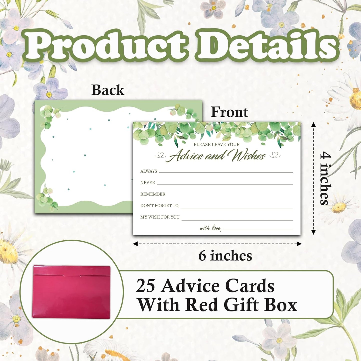 Advice And Wishes Cards (25pcs), Greenery Advice Cards For Mr And Mrs, Bride And Groom, New Parents, Bridal Shower, Baby Shower, Engagement, Wedding, Bachelorette Party Games Decor -A11