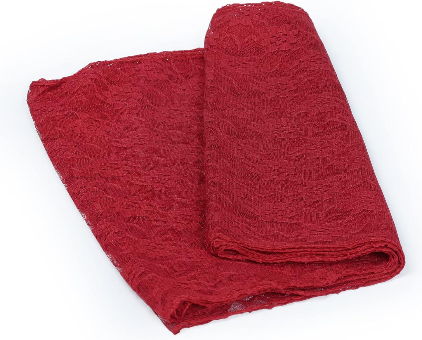 MDS Pack of 25 Wedding 12 x 108 inches Lace Table Runner for Wedding, Decorations for Birthday Parties, Banquets, Graduations, Engagements, and Runners fit Rectangle, Round Table- Apple red