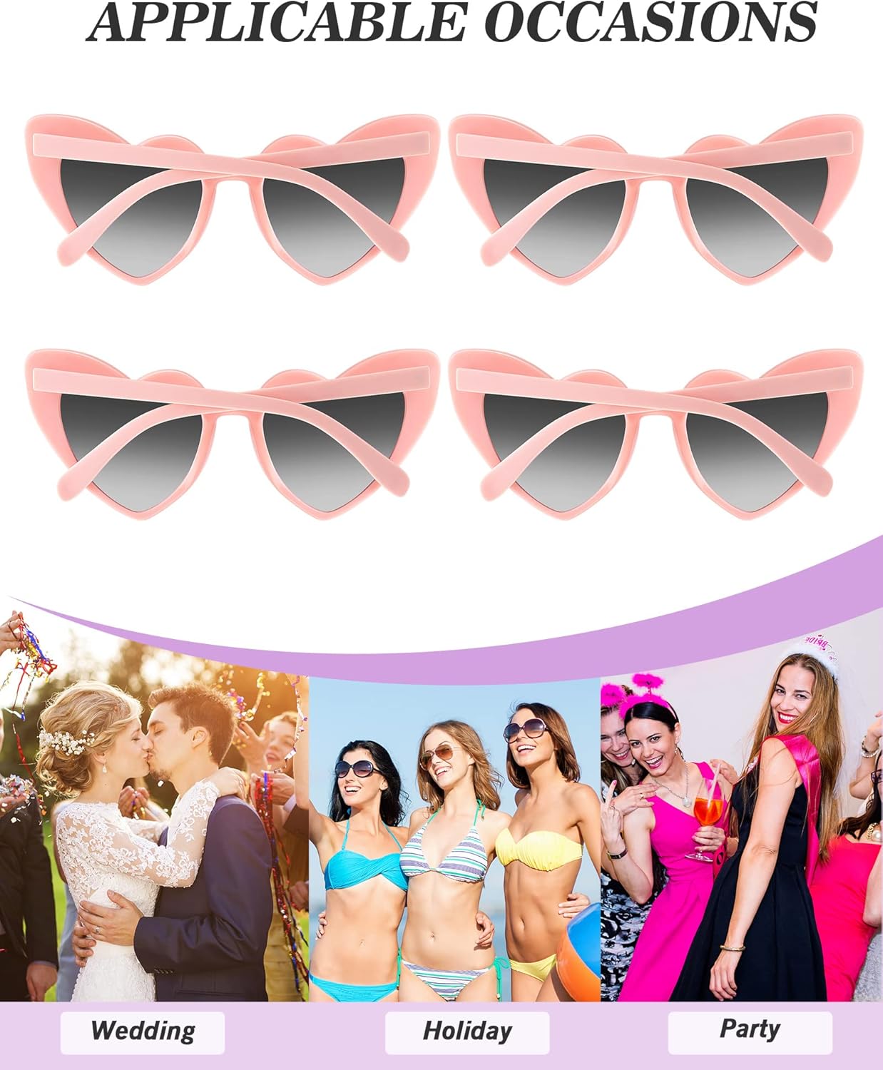 Flutesan 20 Pairs Retro Heart Sunglasses Vintage Cat Eye Heart Glasses Women Bachelorette Bride Sunglasses Bulk