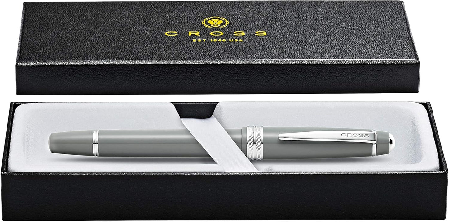 Cross Bailey Light Refillable Fountain Presented in a Everyday Gift Box - Medium Point, Black Ink, Polished Gray