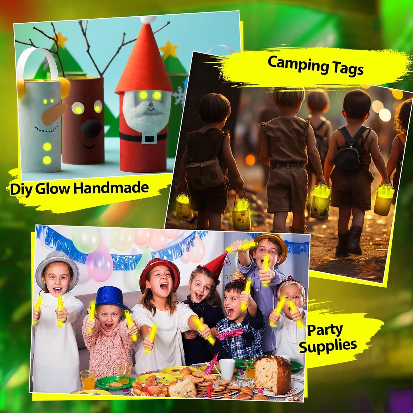 Lewtemi 4" or 6" 100 Pack Bright Glow Sticks Bulk, Glow in The Dark Party Supplies Birthday and Holidays Party Favors