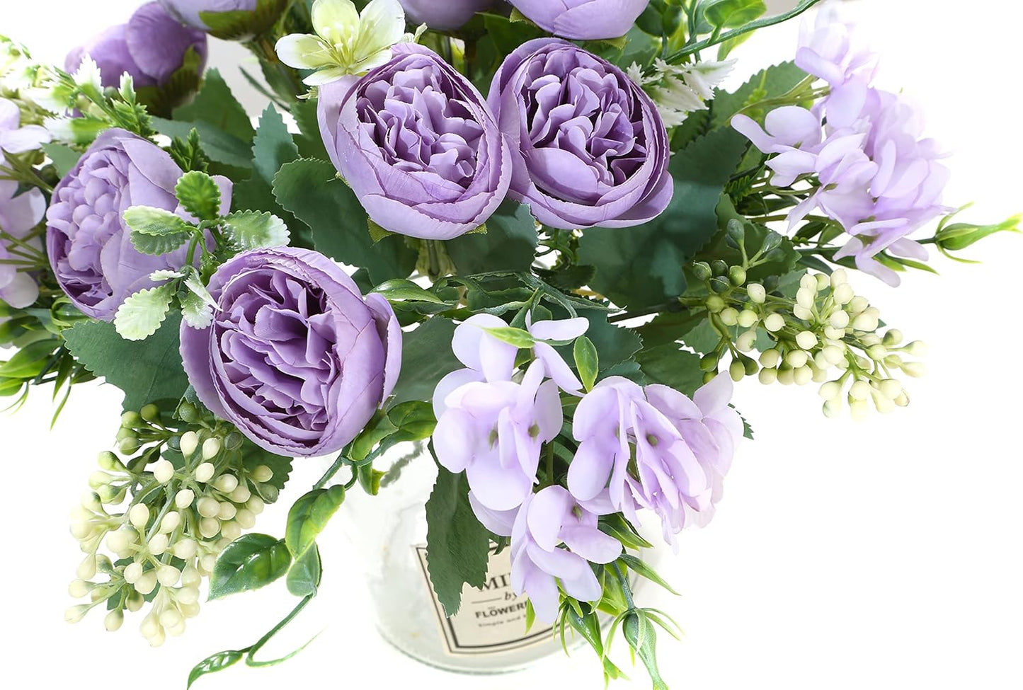 Artificial Flowers Fake Peony Silk Mini Plastic Bridal Flowers for DIY Wedding Bouquets Home Decorations 4 Packs(Light Purple)