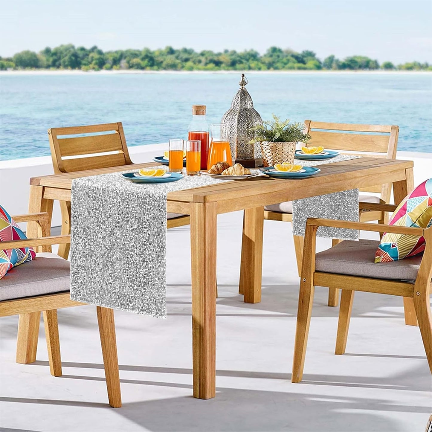 10 Packs 12 x 72 inches Sequin Table Runner, Silver Glitter Table Runner for Birthday Party Supplies Wedding Engagement Baby Shower Holiday Celebration Event Decorations