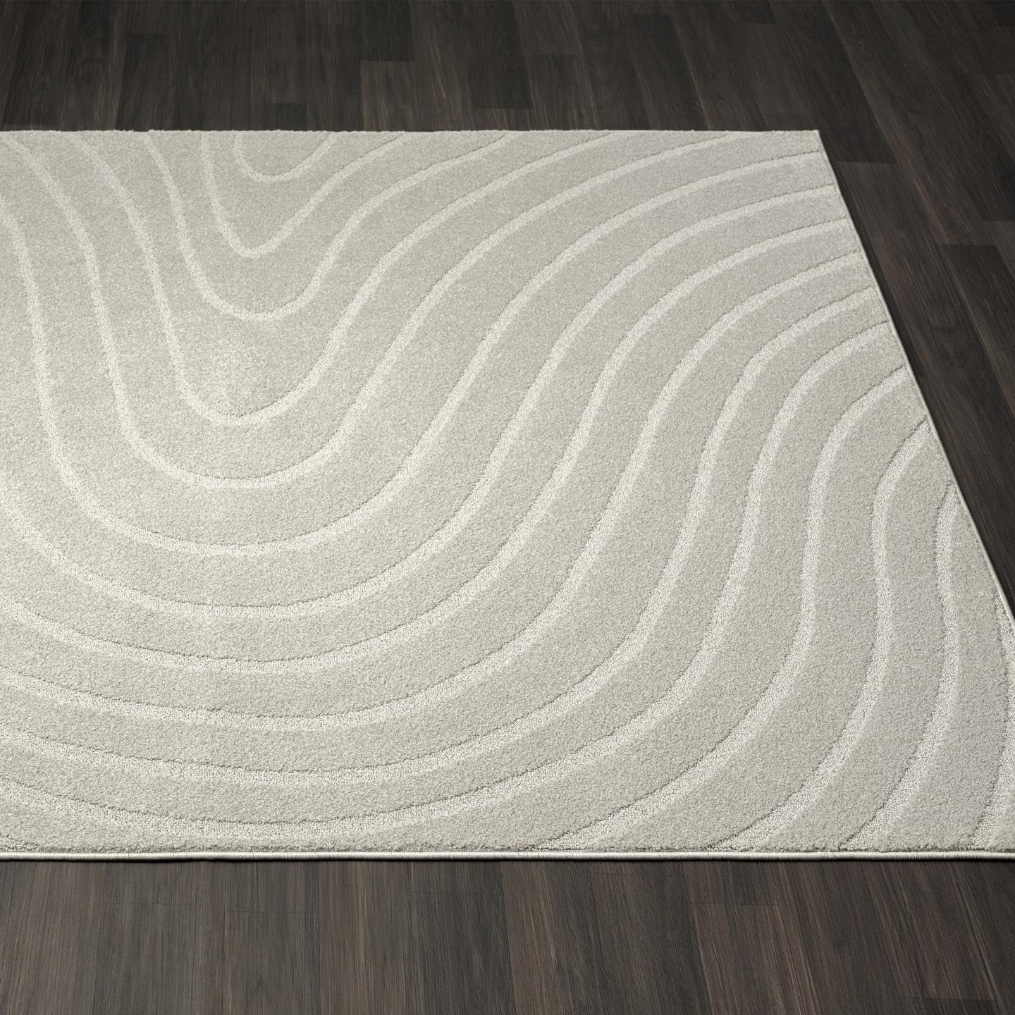 LUXE WEAVERS Modern Geometric Wave Gray 2x3 Area Rug