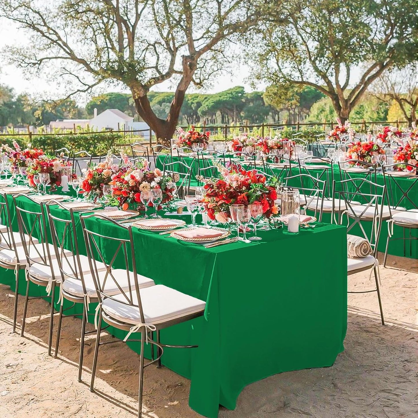 6 Pack Green Tablecloths for 6ft Rectangle Tables 60 x 102 Inch - Polyester Table Cover Stain and Wrinkle Resistant Washable Fabric Table Clothes for Wedding Party Banquet Reception Restaurant