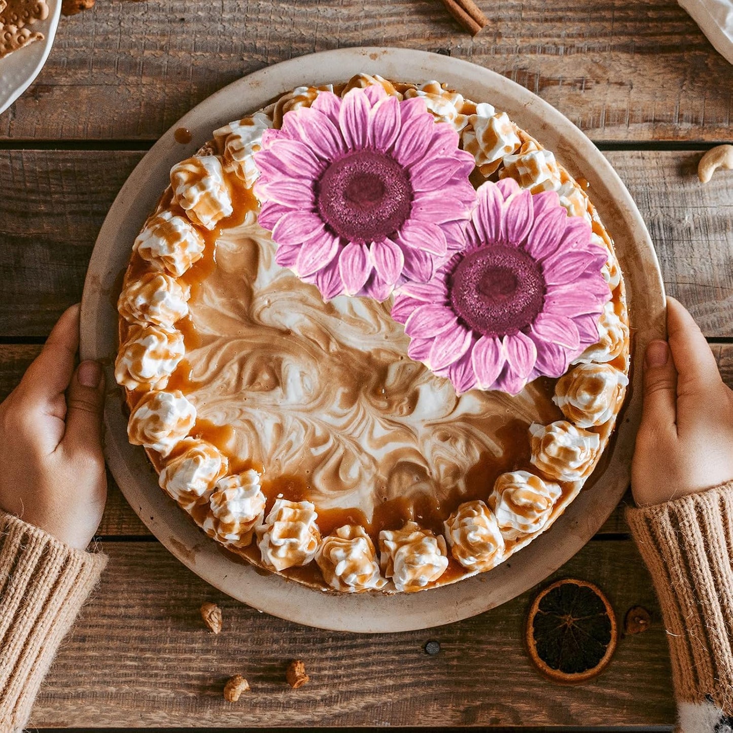 Wehous 2PCS Large Sunflower Silicone Molds, 3D Flower Silicone Molds for Chocolate Fondant Cake Decoration, Flower Soap Wax Candle Polymer Clay Molds for Handmade Art Craft Baking Tool