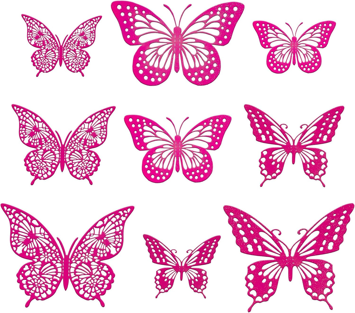 Gyufise Laser Light Pink Butterfly Cupcake Toppers Hollow Art 3D Butterfly Cupcake Decorations Baby Shower Wedding Anniversary Kids Birthday Party Cake Wall Decorations Supplies 36Pcs