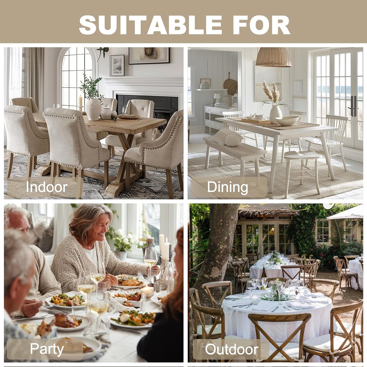 Hiasan 2 Pack Faux Linen Square Tablecloth - Wrinkle and Stain Resistant Washable Table Cloth for Kitchen Dining Room Holiday Table Cover for Party Dinner, Stone, 70 x 70 Inch