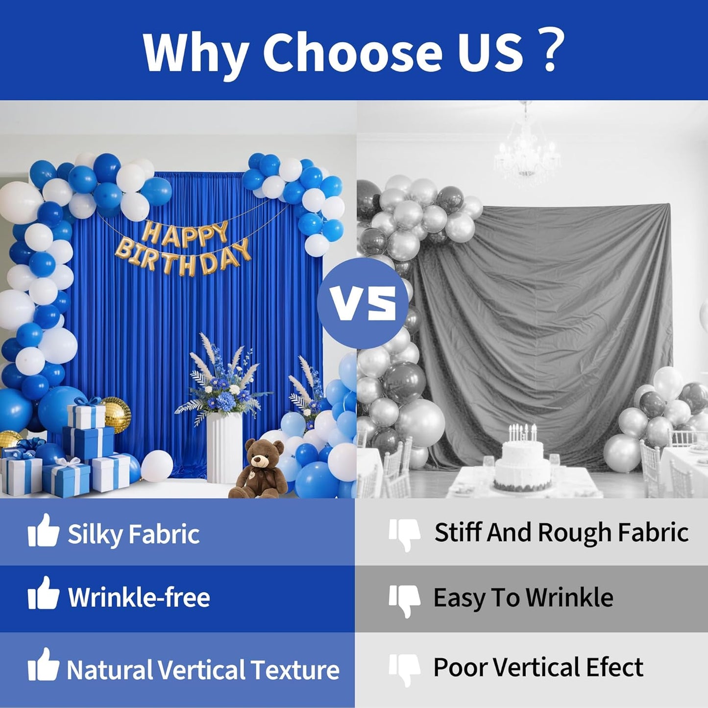 30x10ft Backdrop Curtains for Parties, 6 Panels 5x10ft Photography Backdrop Curtain with Rod Pocket,Backdrop Polyester Background Drapes,Wedding Backdrop Drapes for Birthday Baby Shower Home Decor