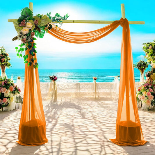 MDS Halloween Chiffon Draping Fabric - 2 Panel, 30" Wide x 40ft Long - Sheer Spooky Arbor & Canopy Drapery for Haunted House Backdrops, Party Ceilings, DIY Costumes & Themed Events - Orange