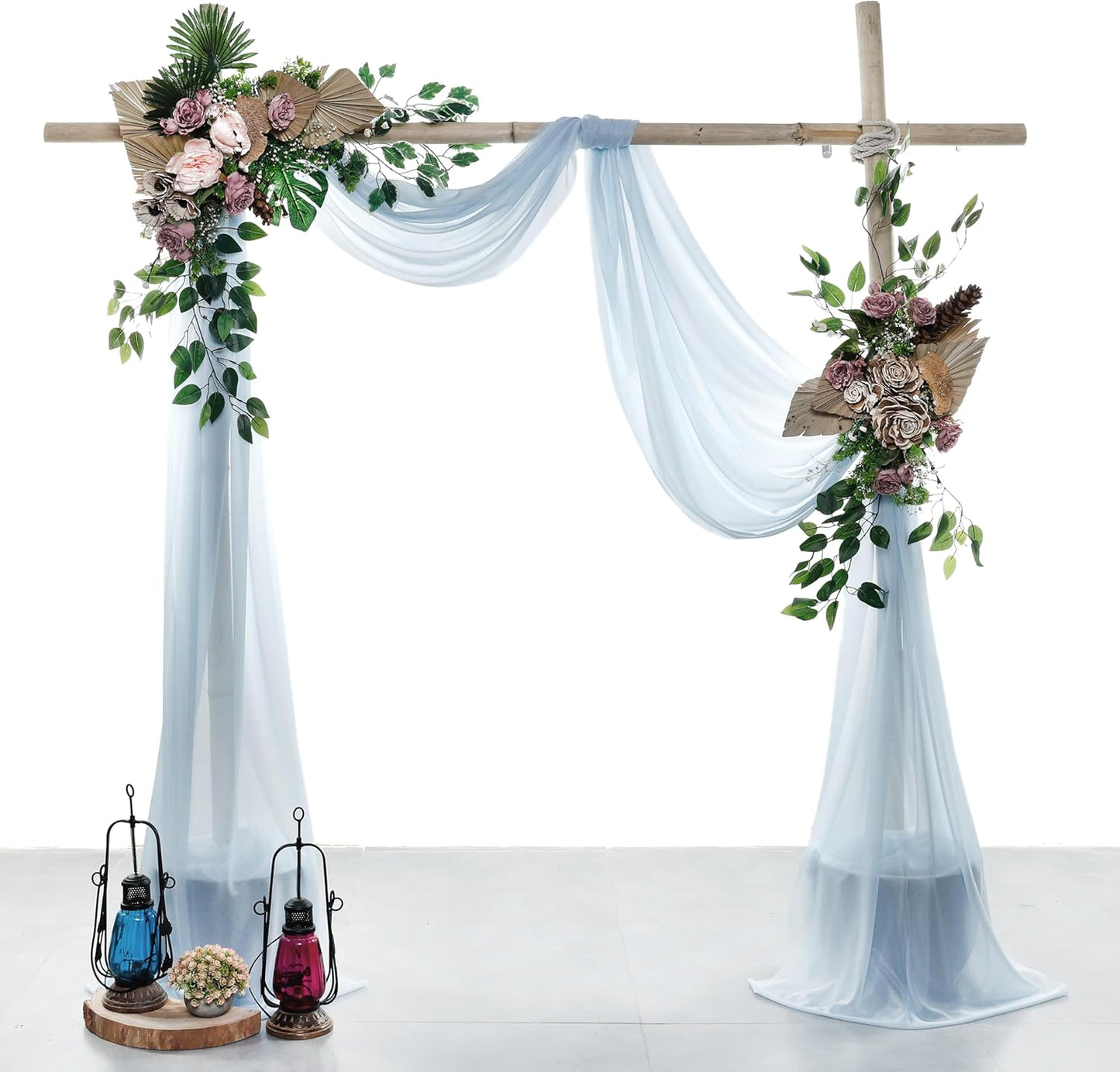 VDS Pack of 1 Panel (30 Inch X 20 Feet) Wedding Arch Draping Fabric Sheer Chiffon Fabric Drapery for Wedding Ceremony Reception Swag Backdrop Canopy Chuppah ARBO Altars Decoration (Baby Blue)