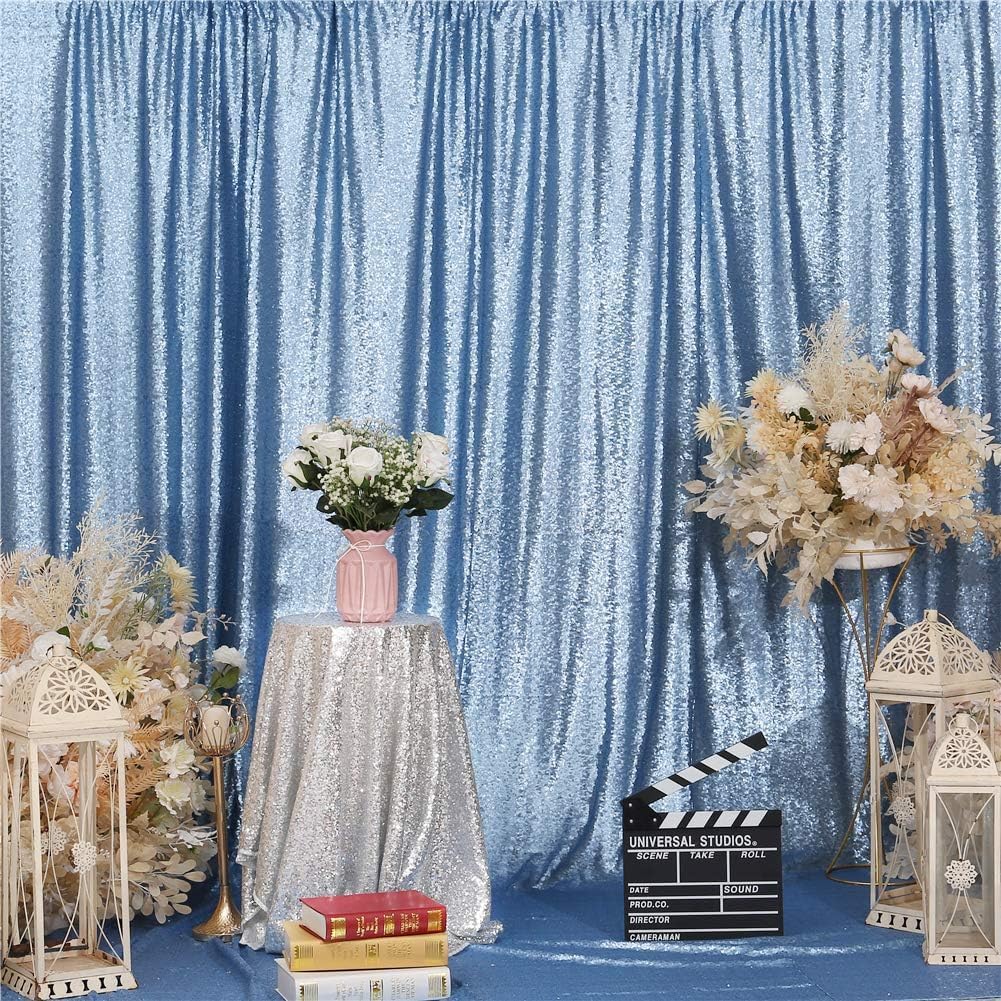 Eternal Beauty Baby Blue Sequin Backdrop, 20x10 Ft Glitter Background Curtains for Shimmer Photography Party Wedding Birthday Back Drop Decor