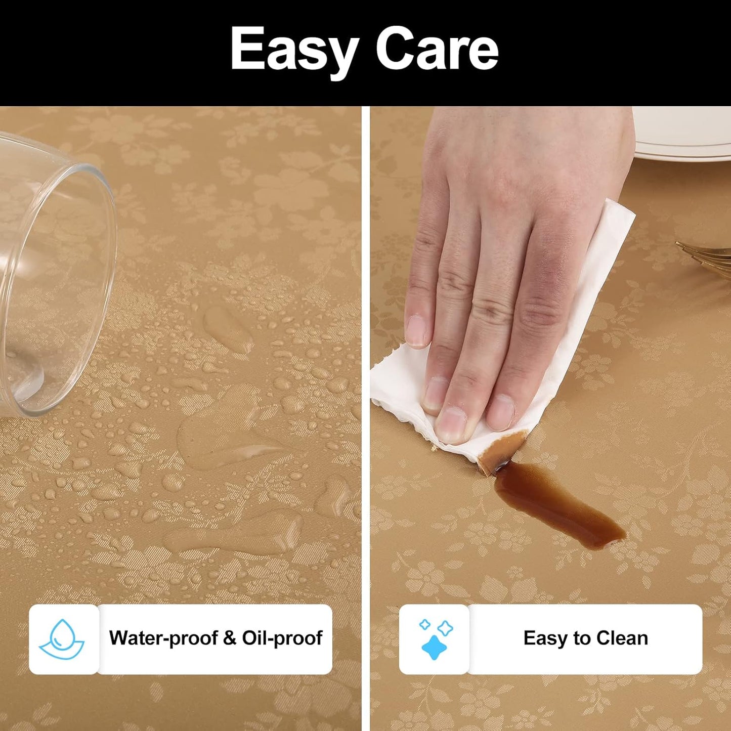 Smiry Rectangle Table Cloth, Waterproof Heavy Duty Vinyl Tablecloths, Wipeable Washable Table Cover for Kitchen and Dining Room (Brown, 70" X 90")