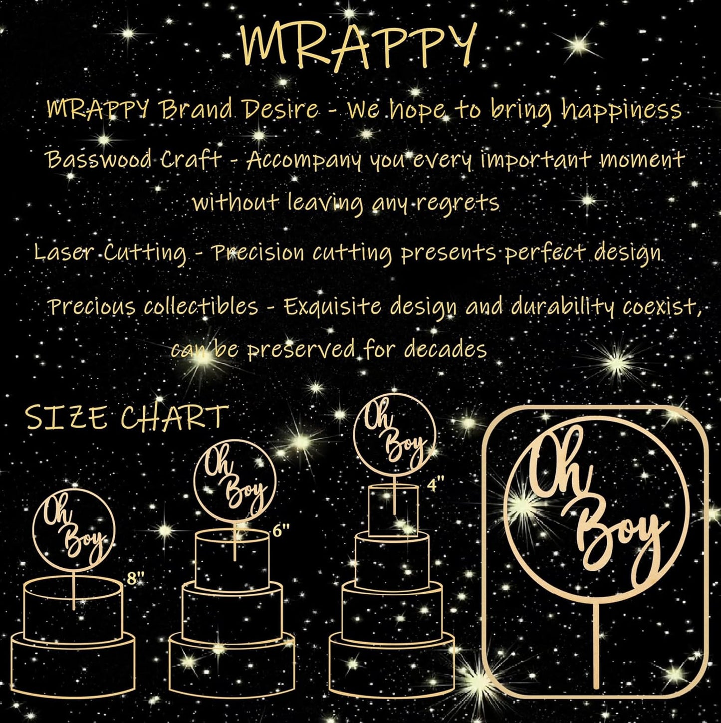 Oh Boy Cake Topper - Wooden Oh Boy Baby Shower Cake Decorations - Baby Shower Cake Topper for First Birthday/Gender Reveals Party, Photo Booth Props