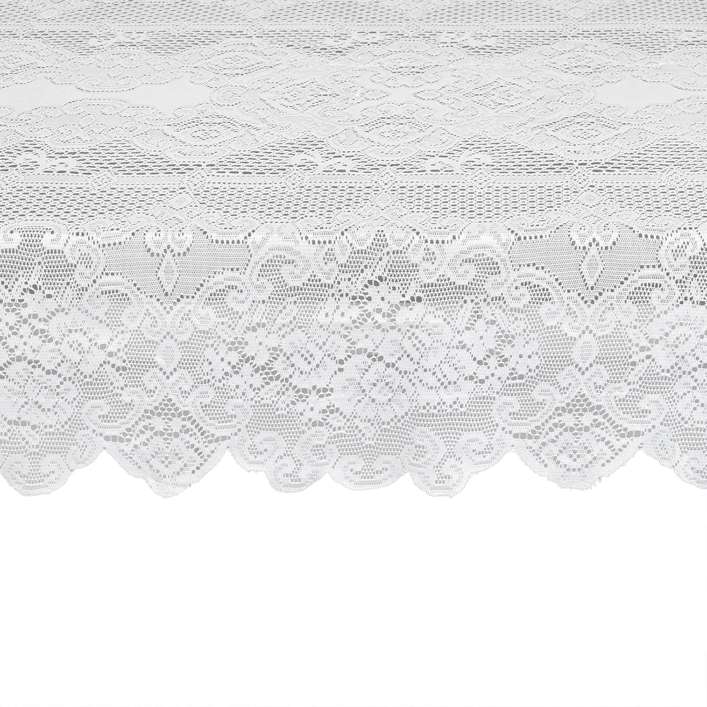 Juvale Rectangular Lace Tablecloth - White Lace, 54 x 72 in Vintage Floral Scalloped Polyester - Wedding & Tea Party Table Cloth & Baby Shower Tablecloth