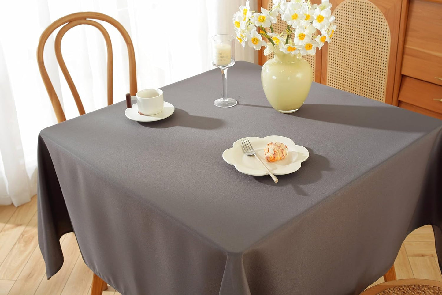 Craft And Party Square Tablecloth, 70 x 70 Inch Charcoal Tablecloth, Polyester Fabric Washable Table Cloth for Home, Party, Wedding or Restaurant Use.