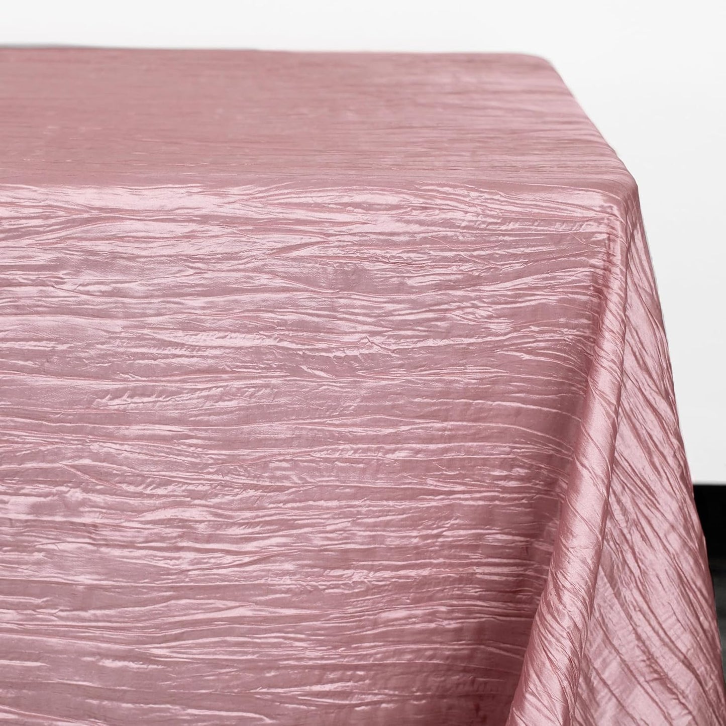 YOUR CHAIR COVERS - 90 x 132 inch Rectangular Crinkle Taffeta Tablecloth - Dusty Rose, Rectangle Table Linens for 6 ft Rectangular Tables, Wedding Crushed Table Cloth