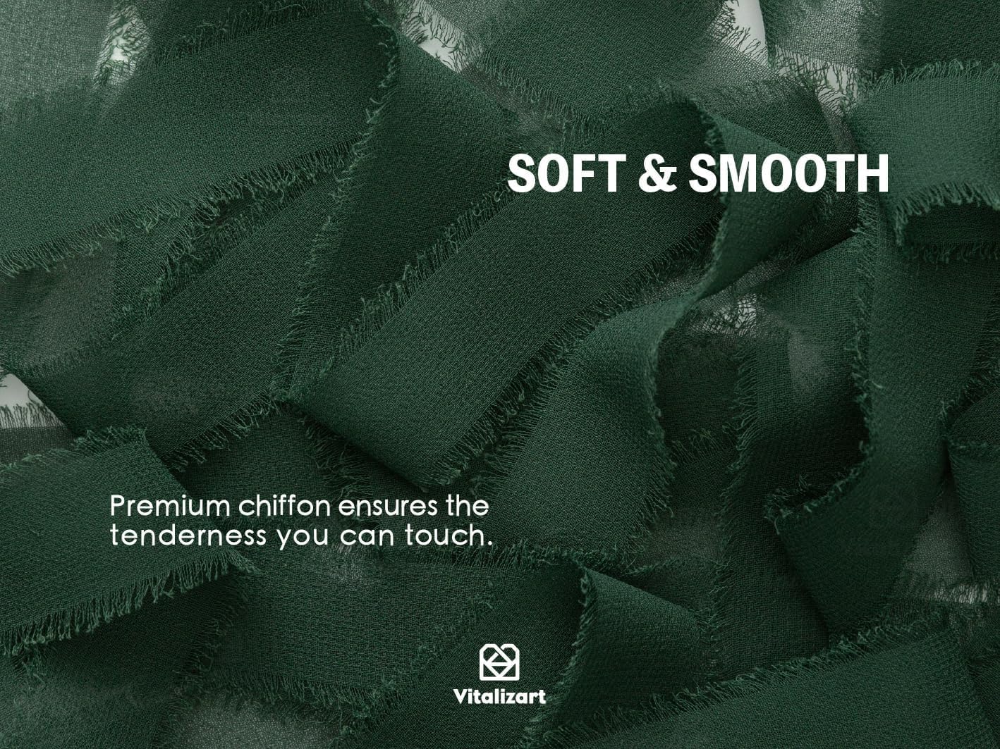 Vitalizart Handmade Chiffon Silk Ribbon Fringe Green & Cream 1.5" x 21 Yd Frayed Edges Ribbons for Wedding Invitations Bridal Bouquets Gifts Wrapping Crafts Holiday Party Decorations