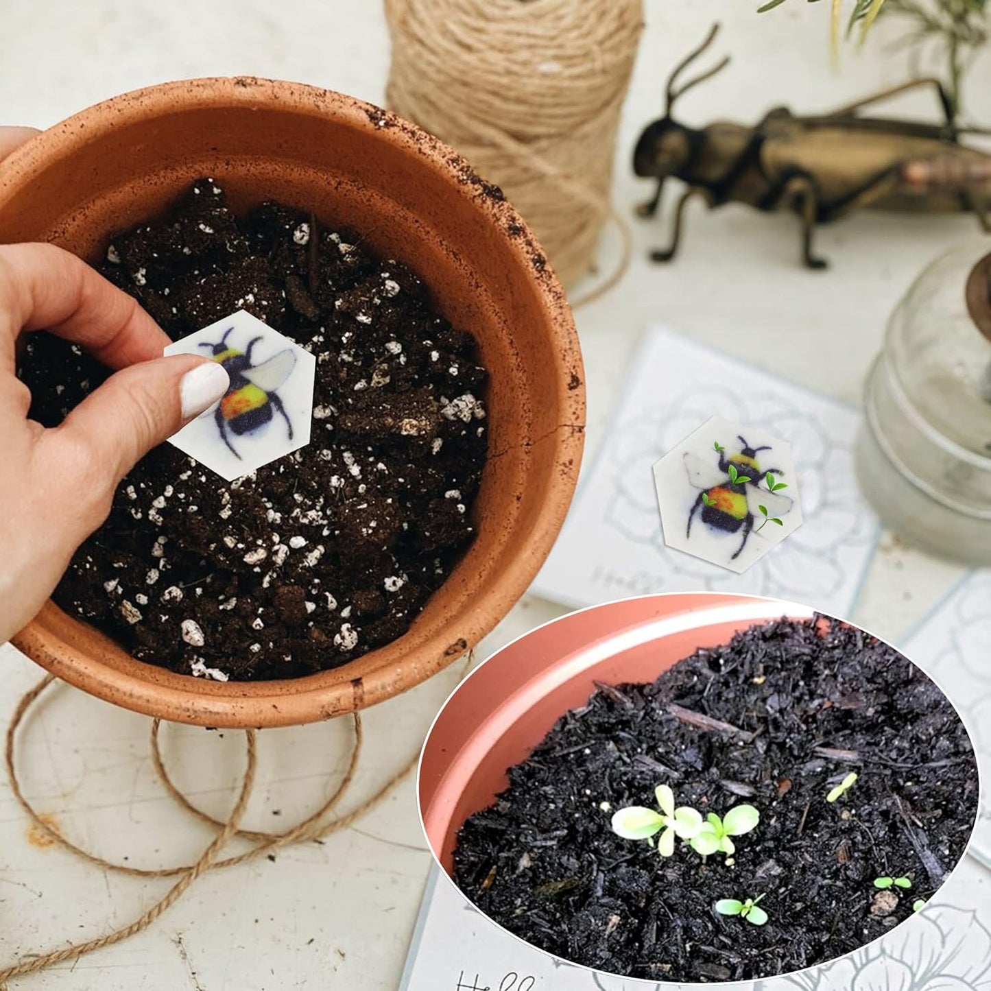 Plantable Wildflower Seed Paper Favors with Bee, Seed Packets Birthday Party Wedding Baby Shower Favors for Guests- Handmade Funeral Memorial Paper (Set of 24)