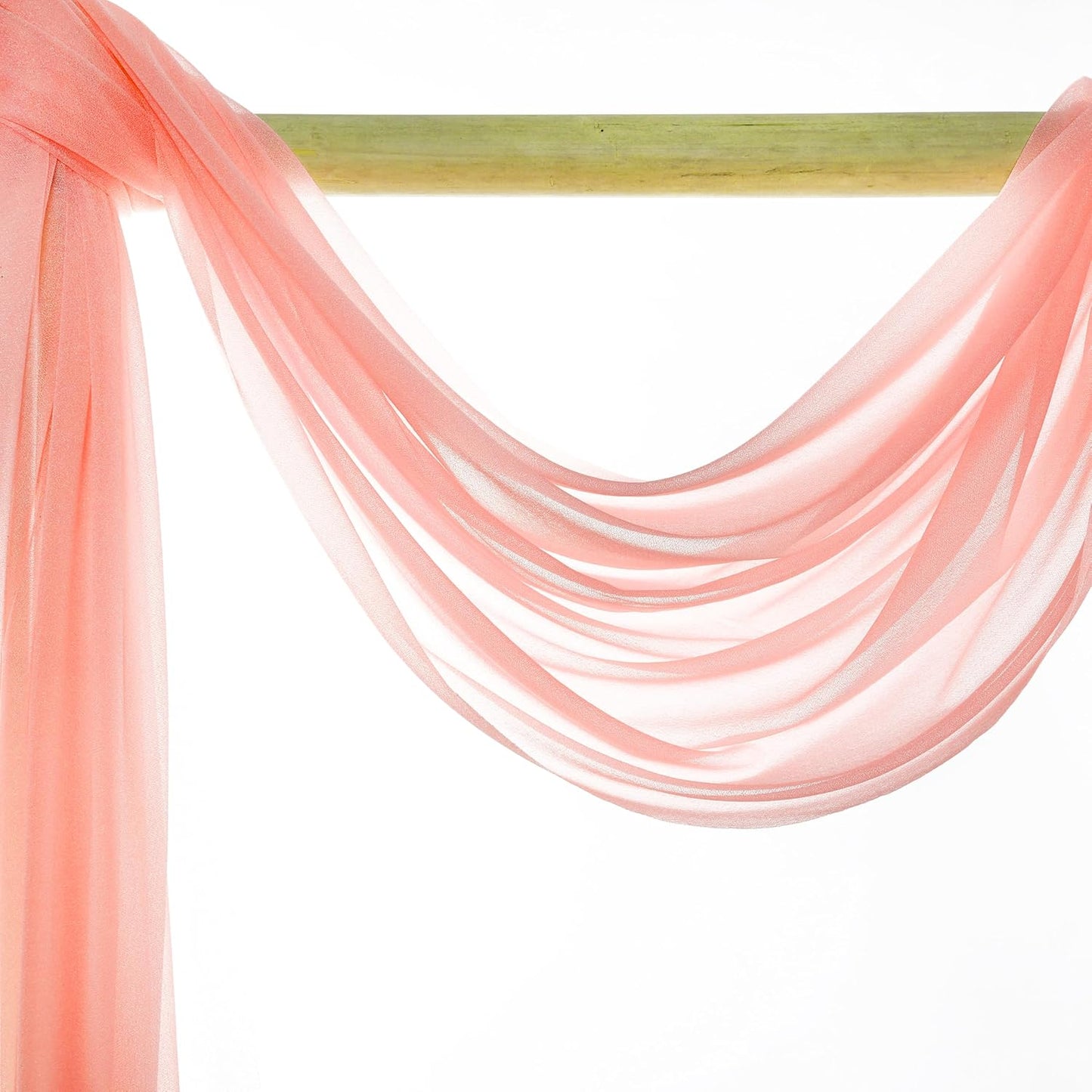 VDS Pack of 2 Panel (30 Inch X 30 Feet) Wedding Arch Draping Fabric Sheer Chiffon Fabric Drapery for Wedding Ceremony Reception Swag Backdrop Canopy Chuppah ARBO Altars Decoration (Peach)