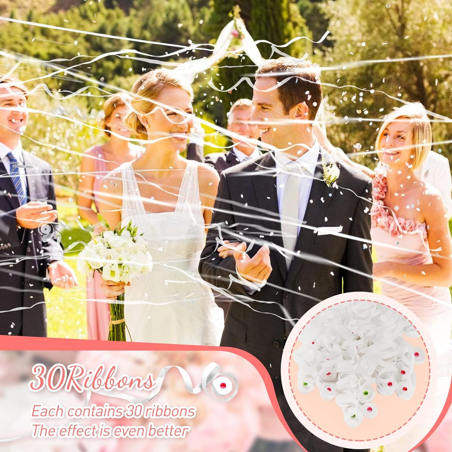 No Mess Streamers 24Pack,Poppers Party Favors,Hand Throw Streamers for Birthday,Wedding exit,Celebrations,Send Off idea,Graduation,Retirement Party