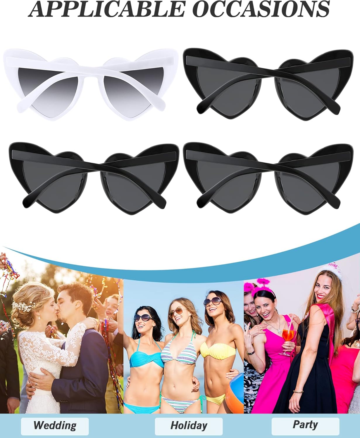 Flutesan 20 Pairs Retro Heart Sunglasses Vintage Cat Eye Heart Glasses Women Bachelorette Bride Sunglasses Bulk