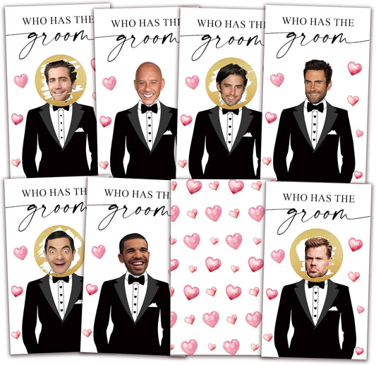 Who Has The Groom Birdal Shower Scratch Off Games, 41Pcs Cute Wedding Shower Scratch Off Games, 3.5"x 2.1" Bachelorette Party Favor Decor, Engagement Party Ideas Activities-A08