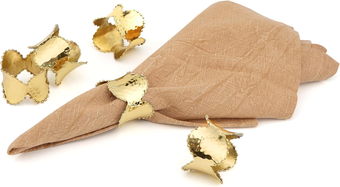 Set of 8 Antique Gold Blonde Napkin Rings - Elegant Metal Napkin Rings Table Decor, Lightweight, Durable, Perfect for Home Dining, Wedding, Reception, Banquets & Housewarming Gifts - ALPHA Living HOME