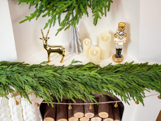 72" Norfolk Pine Garland Real Touch Christmas Garland Faux Cedar Garland Christmas Greenery for Mantle Stairs Table Fireplace Wall Xmas Indoor Outdoor Christmas Decor Holiday Decorations