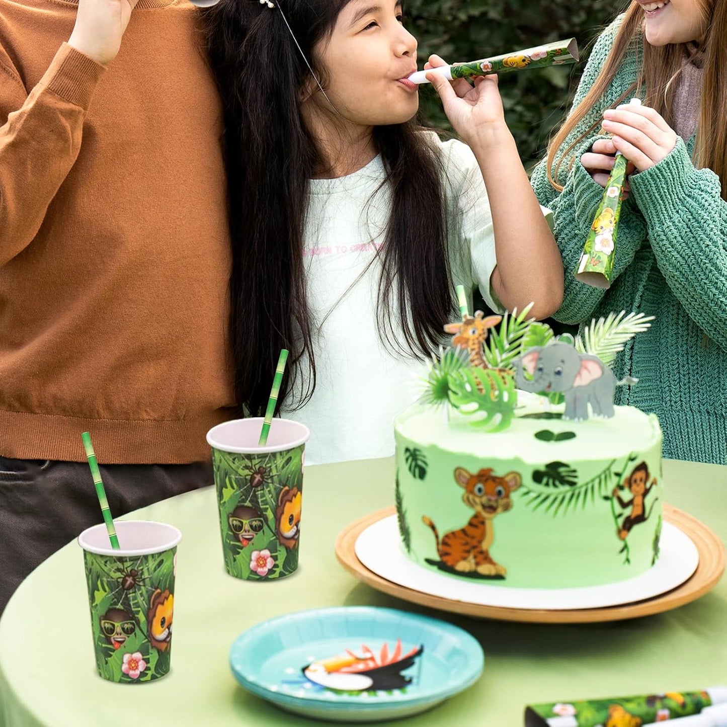 Paper Straws for Drinking Green Bamboo, 7.75" x 0.24" - for Cocktail, Juice, Iced Tea, 100% Biodegradable