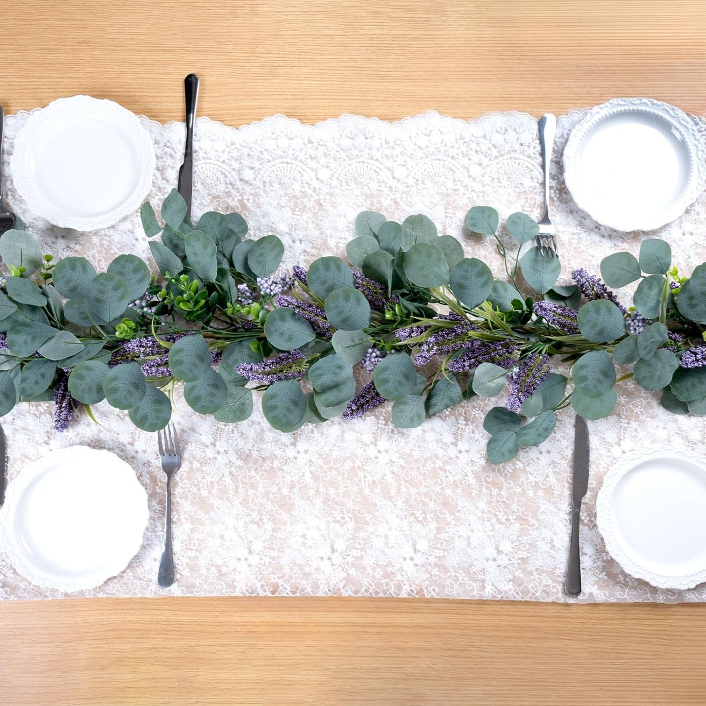 6FT Purple Flower Garlands Artificial Spring/Summer Garland Greenery Garlands Eucalyptus Garland Decoration for Baby Shower Wedding Party Table Runner Room Home Mantle Decor （Purple）