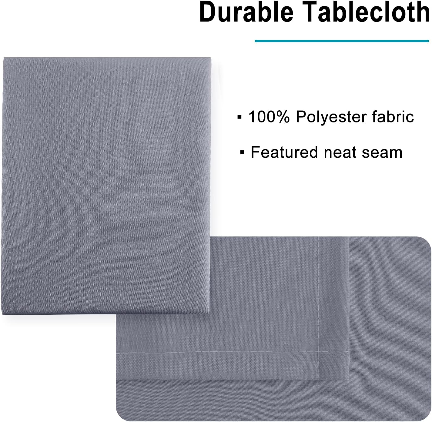 Hiasan Light Gray Rectangle Tablecloth - Waterproof Spillproof and Wrinkle Resistant Washable Polyester Table Cloth for Dining Party, 54 x 54 inch